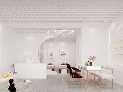 现代奶油风美容美甲店3d模型 现代奶油风美容美甲店