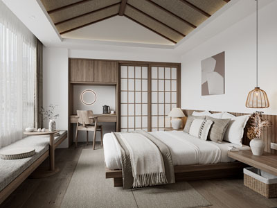 侘寂风民宿酒店客房3d模型 侘寂风民宿酒店客房