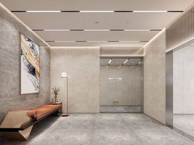 现代小区入户大堂 电梯间