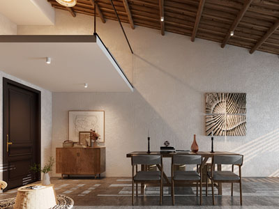 侘寂风中古客厅餐厅