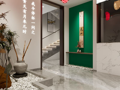 新中式饭店楼梯间
