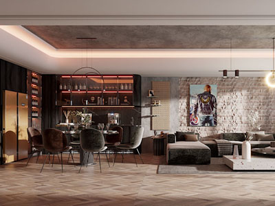 现代怀旧客厅餐厅
