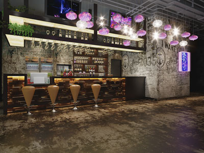 工业风loft酒吧前台