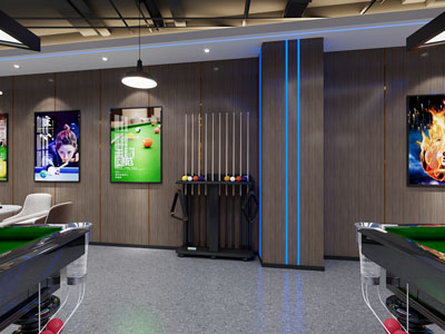 现代台球室 台球馆 娱乐休闲室