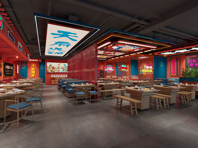 工业风loft火锅店 饭店餐馆3d模型 工业风loft火锅店 饭店餐馆