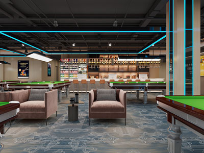 现代复古休闲台球室