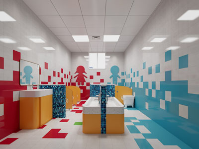 现代幼儿园公共卫生间 洗手间