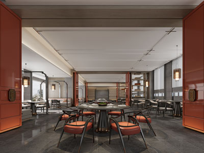 新中式饭店餐馆就餐区