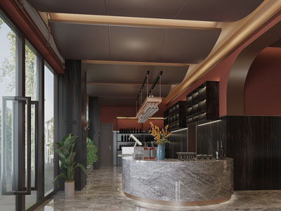 现代酒吧前台接待