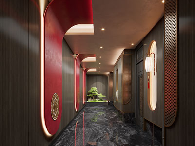 新中式酒店过道