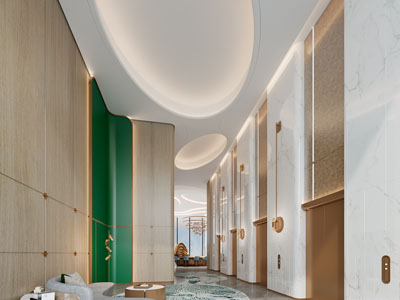 新中式酒店过道 接待区