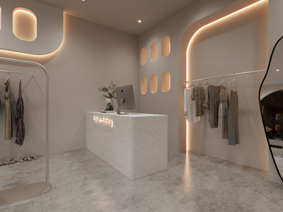 侘寂风服装店前台接待区