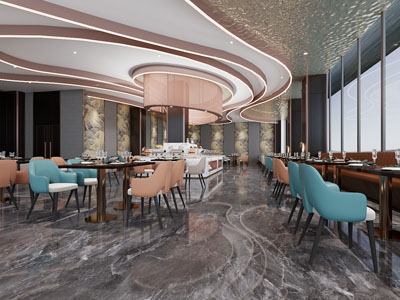 新中式饭店餐馆就餐区