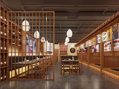 新中式饭店餐馆就餐区