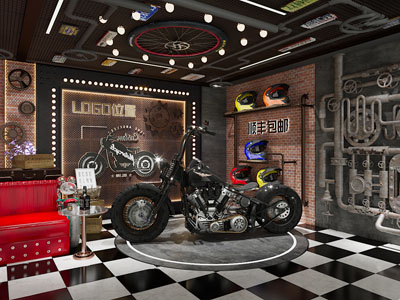 工业风loft摩托车专卖店