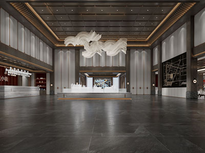 新中式售楼处大堂前台接待