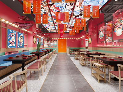 新中式国潮饭店餐馆就餐区