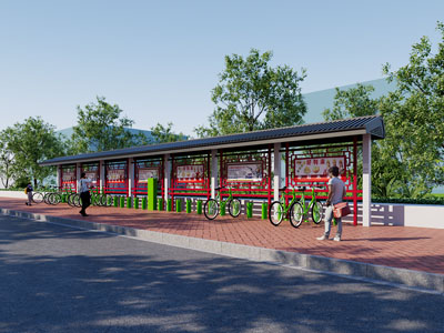 新中式共享自行车车棚 停车棚