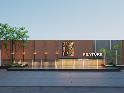 现代景墙 水池景观园艺小品