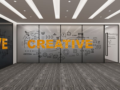 现代办公室玻璃隔断 大门