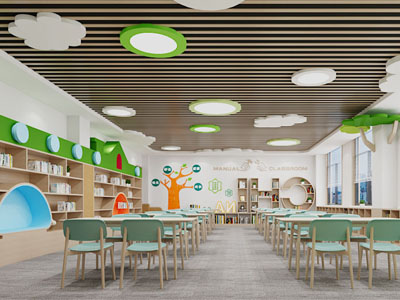现代幼儿园图书馆 阅览室 书吧