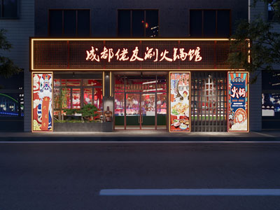 现代火锅店门头