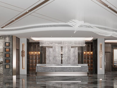 新中式酒店大堂前台接待