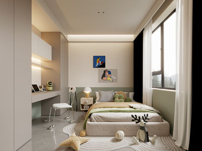 现代奶油风卧室 儿童房 男孩房