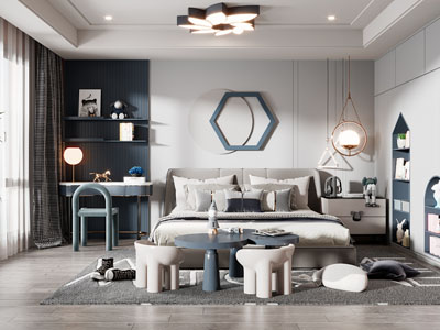 现代卧室 儿童房 男孩房