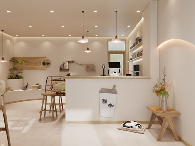 侘寂风宠物猫主题咖啡馆