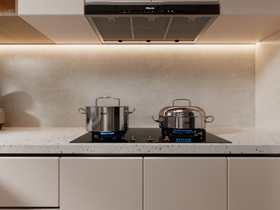 现代天然气灶台 抽油烟机3d模型 现代天然气灶台 抽油烟机