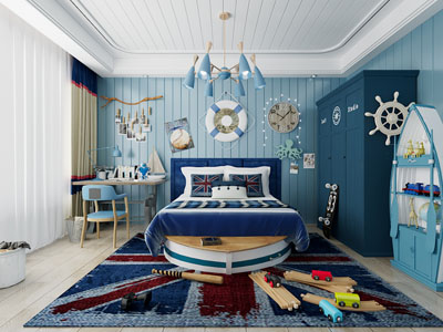 地中海卧室 儿童房 男孩房