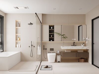 现代奶油风卫浴间 洗手间