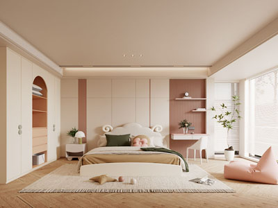 现代奶油风卧室 儿童房 女儿房 公主房