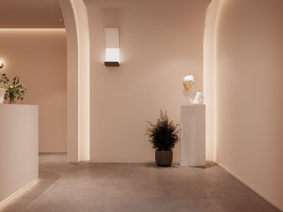 侘寂风美容spa店前台过道