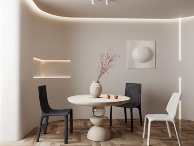 侘寂风餐桌椅组合3d模型 侘寂风餐桌椅组合