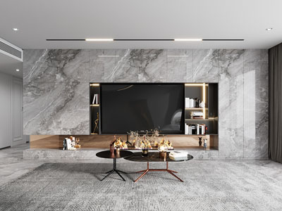 现代客厅电视背景墙3d模型 现代客厅电视背景墙