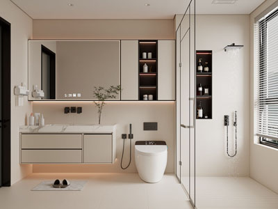 现代奶油风卫浴间 洗手间