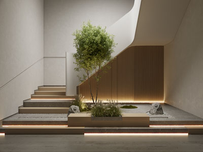 现代楼梯间 景观园艺小品