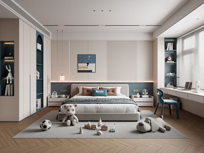 现代卧室 儿童房 男孩房