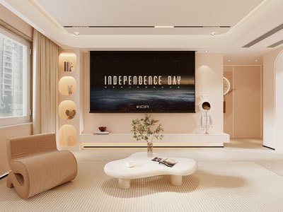 侘寂风奶油风客厅电视背景墙3d模型 侘寂风奶油风客厅电视背景墙