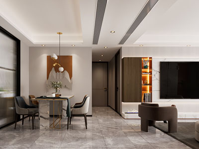 现代轻奢餐厅客厅