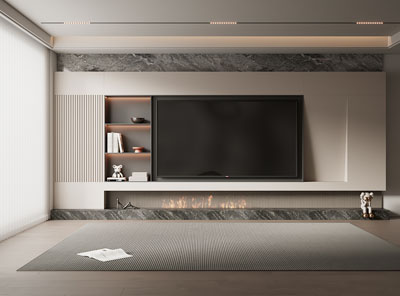 现代客厅电视背景墙3d模型 现代客厅电视背景墙