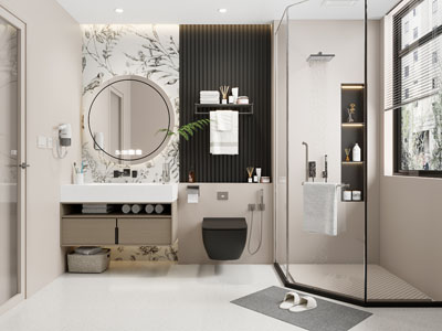 现代奶油风卫浴间 洗手间