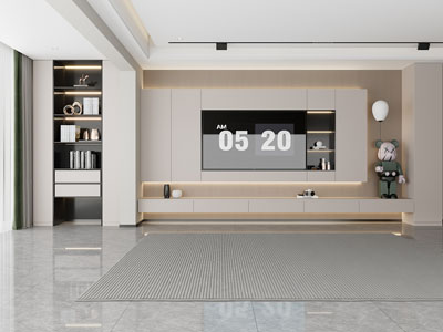 现代客厅电视背景墙3d模型 现代客厅电视背景墙