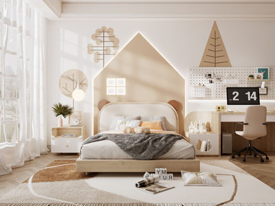 现代奶油风卧室 儿童房 女儿房