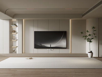 现代客厅电视背景墙3d模型 现代客厅电视背景墙