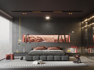 现代暗黑风卧室