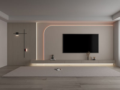 现代客厅电视背景墙3d模型 现代客厅电视背景墙