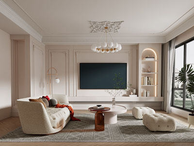 法式奶油风客厅